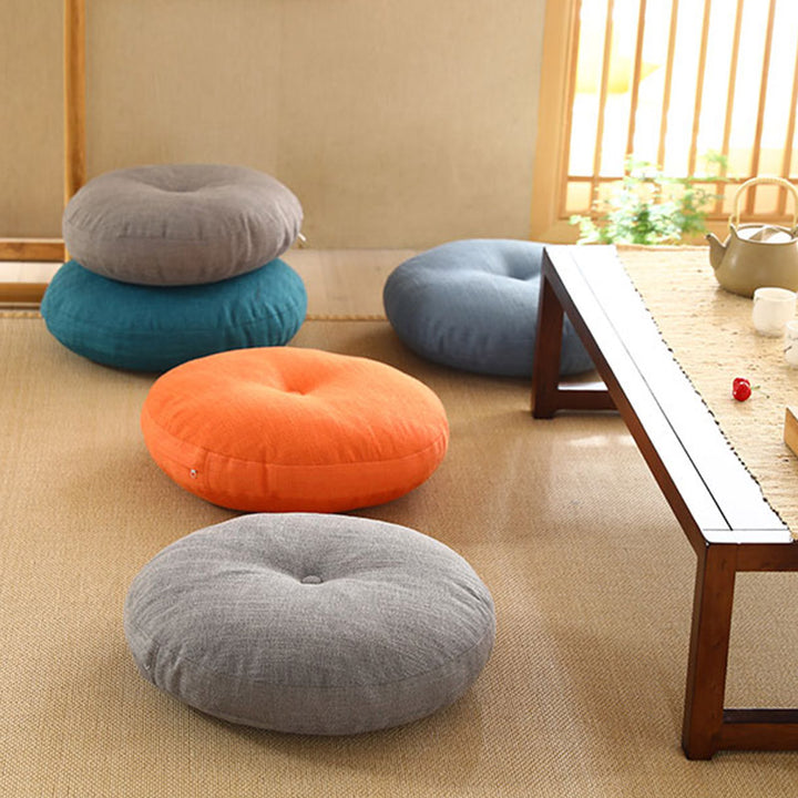 Buddha Stones 蓮のシンプルな模様のリネン製瞑想用座布団 ホームリビングルーム装飾 - image 3