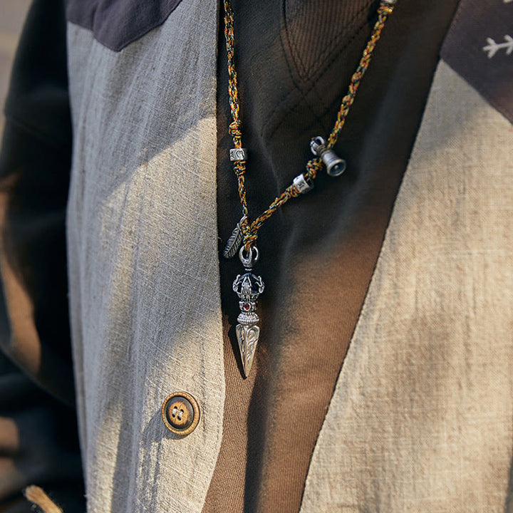 Buddha Stonesチベット ハンドメイド 925 スターリングシルバー ドルジェ ヴァジュラオーム・マニ・パドメ・フムフェザー ストレングス ネックレス ペンダント - image 4