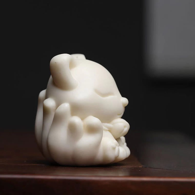 Buddha Stonesミニ九尾狐象牙実白檀緑白檀祝福装飾