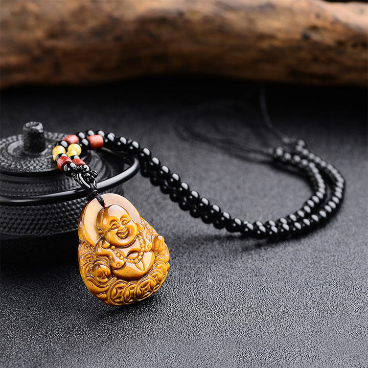 Buddha Stonesタイガーアイ 笑う仏陀 祝福ネックレス - image 4