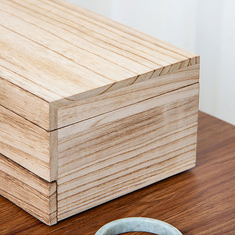 Buddha Stonesレトロ ベージュ 木製ジュエリーボックス 2層式 ジュエリー収納ボックス ミラー付き - image 9