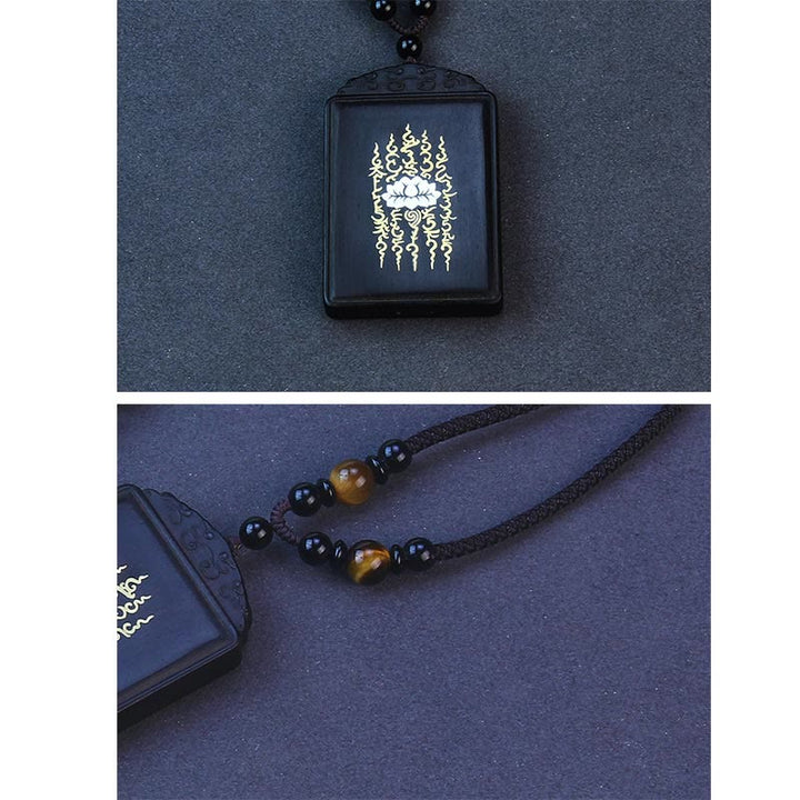 Buddha Stones999スターリングシルバー黒檀蓮象嵌 落ち着いたネックレスペンダント - image 5