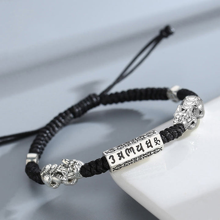 Buddha Stonesダブル貔貅 風水 銅貨オーム・マニ・パドメ・フム紐ブレスレット - image 2