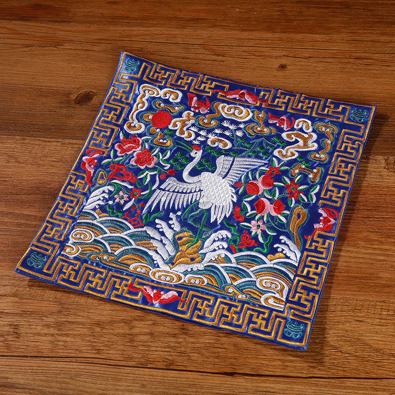 Buddha Stones鳳凰 龍 麒麟 刺繍 カップマットパッド ティーカップコースター スクエア カンフーティーマット