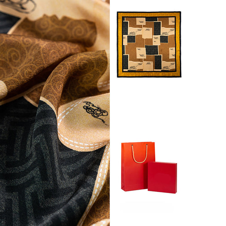 Buddha Stonesジャングル油絵吉兆雲100%マルベリーシルクスカーフプレミアムグレード6A両面シルクネックスカーフ - image 24