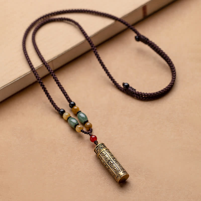 Buddhastoneshop チベットオーム・マニ・パドメ・フムメノウ シュランガマ スートラ保護ネックレス ペンダント - image 4