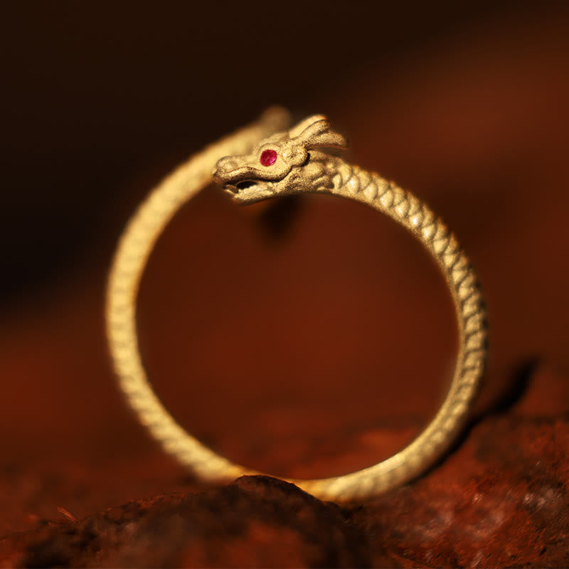 Buddha Stones925スターリングシルバー ヴィンテージ 龍年 幸運 保護 強さ 調節可能リング - image 2