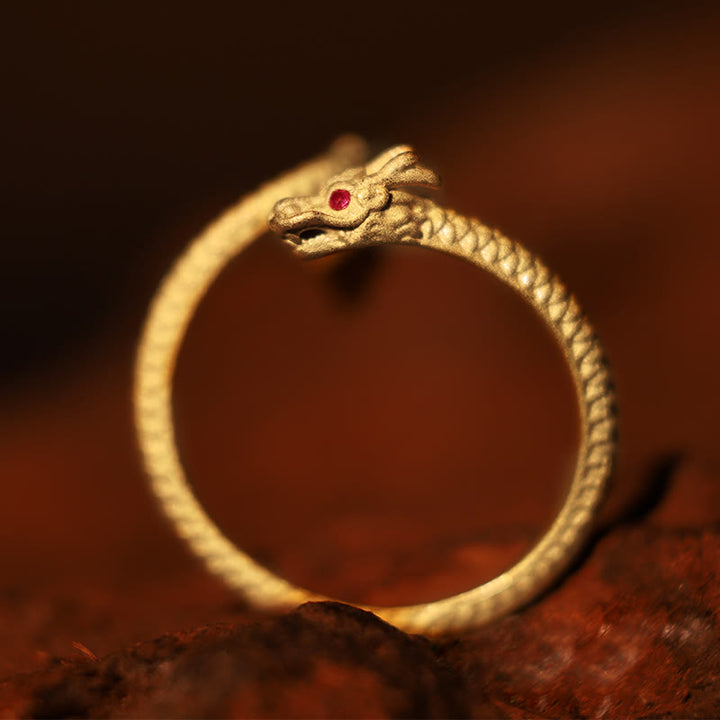 Buddha Stones925スターリングシルバー ヴィンテージ 龍年 幸運 保護 強さ 調節可能リング - image 2