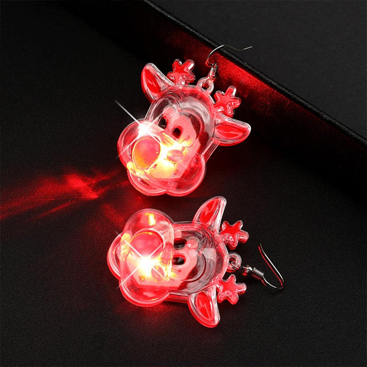 LEDクリスマスサンタクロースツリーエルク光るイヤリング