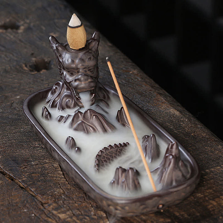 Buddha Stones龍山 力強い 陶器 香炉 装飾