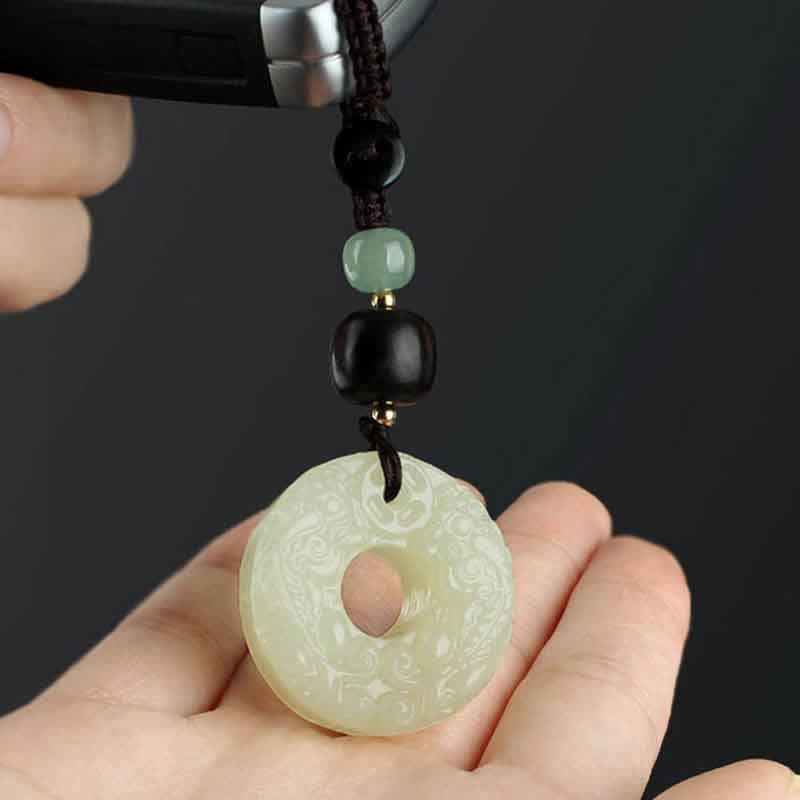Buddha Stones翡翠 平和 バックル 豊穣 富のキーチェーン