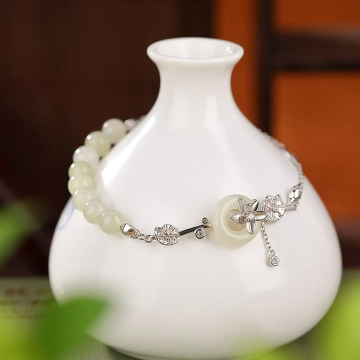 Buddha Stones925 スターリングシルバー 和田翡翠平和のお守りチャーム蓮 幸運 チェーンブレスレット - image 8