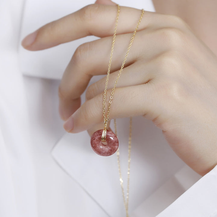 Buddha Stones925スターリングシルバー ストロベリークォーツ ヒーリングポジティブネックレス