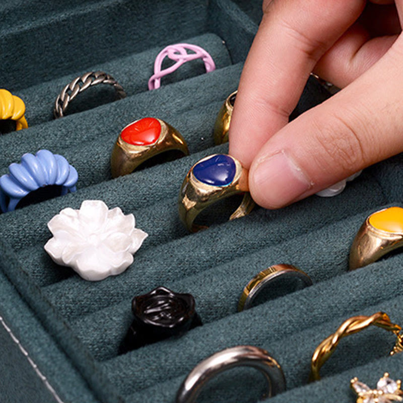 Buddha Stonesシンプルデザイン ジュエリーボックスオーガナイザー 単層 フランネル ジュエリー収納ボックス ロック付き - image 7
