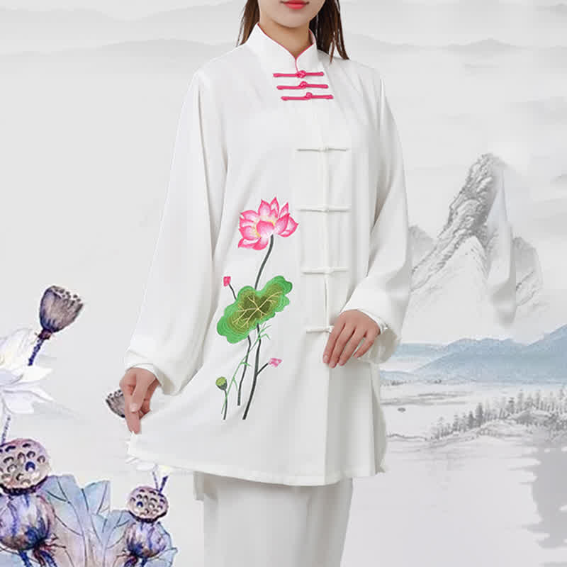 Buddha Stones蓮の花 葉模様 太極拳 瞑想 祈り スピリチュアル 禅 練習 服 レディース セット - image 13