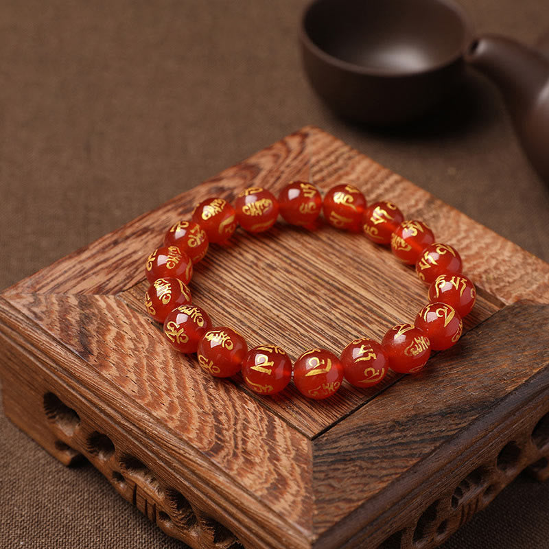 Buddha Stonesチベット ホワイトクリスタル ブラックオニキスオーム・マニ・パドメ・フム瞑想ブレスレット