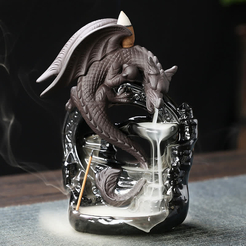 Buddha Stones北欧 翼竜 ドラゴン セラミック 逆流煙噴水 保護 癒し 香炉 装飾