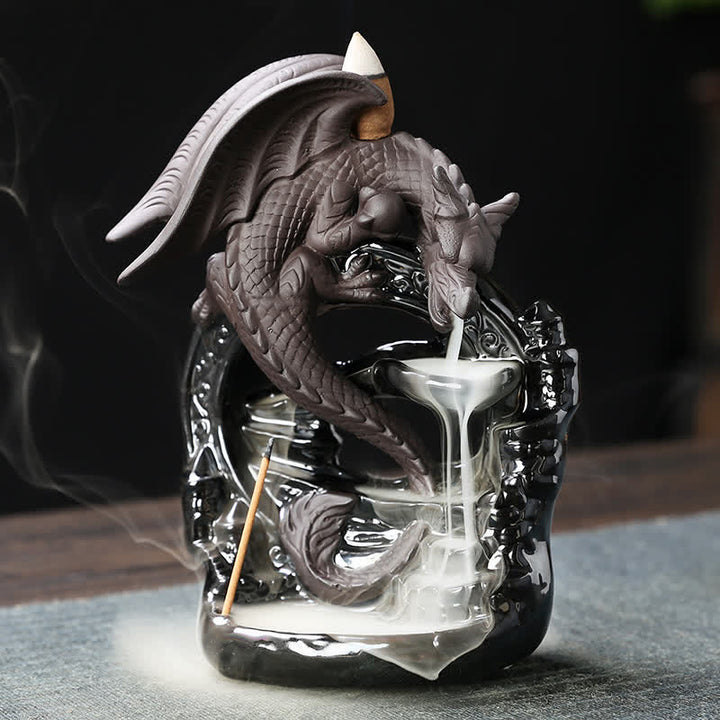 Buddha Stones北欧 翼竜 ドラゴン セラミック 逆流煙噴水 保護 癒し 香炉 装飾