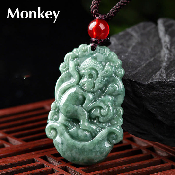 Buddha Stones天然翡翠12星座繁栄ネックレスペンダント - 猿 - image 22