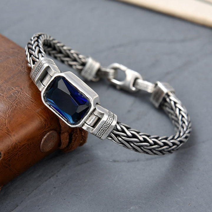 Buddha Stonesレトロブルーアクリル ドラゴンキール編みデザイン ヒーリング ウェルスバックルブレスレット