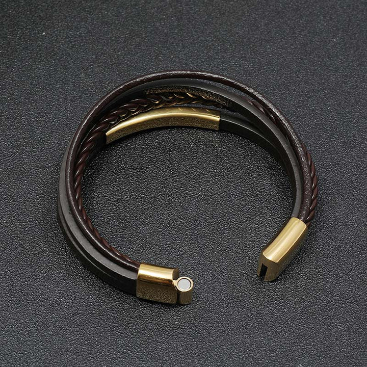 Buddha Stonesシンプルデザイン チタン鋼 レザー 幸運ブレスレット