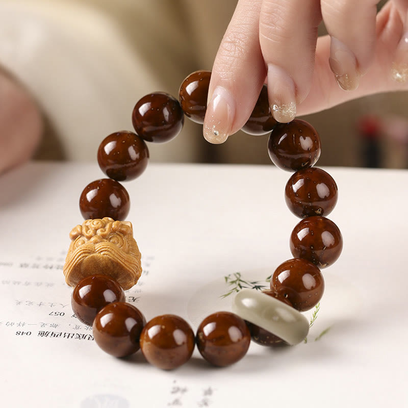 Buddha Stones紫菩提樹の種踊る獅子の知恵のブレスレット