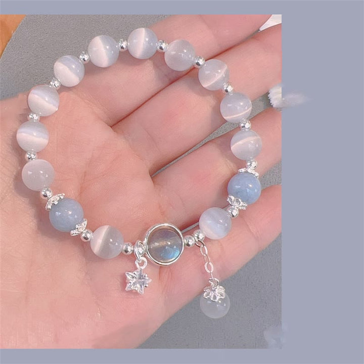Buddha Stones ムーンストーン バタフライ＆スター チャーム ブレスレット レディース