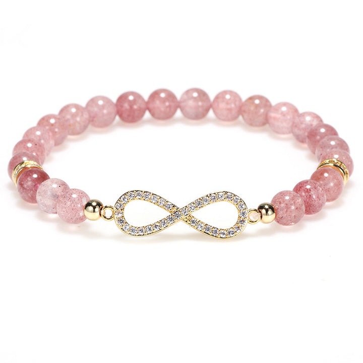 Buddha Stonesナチュラルストロベリークォーツ ポジティブヒーリングブレスレット