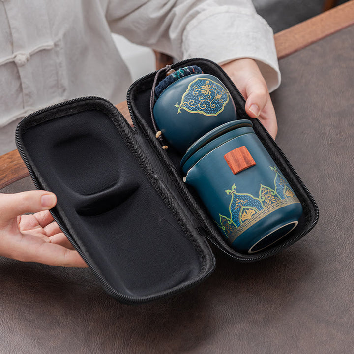 Buddha Stonesの花 中国 功夫陶器 ティーポット ポータブル アウトドア 旅行用 ティーセット バッグ - image 11