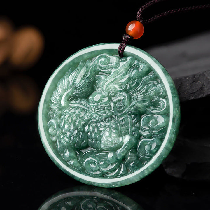 Buddha Stones天然翡翠キリンの豊穣の紐ネックレスペンダント
