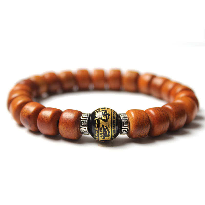 Buddha Stonesチベット骨ビーズオーム・マニ・パドメ・フム強さブレスレット