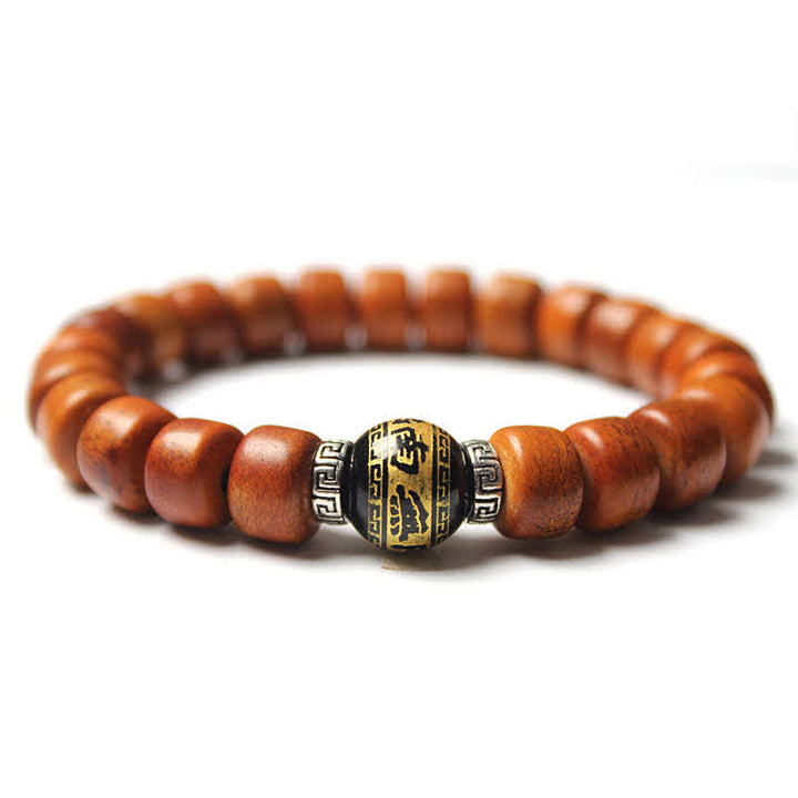 Buddha Stonesチベット骨ビーズオーム・マニ・パドメ・フム強さブレスレット