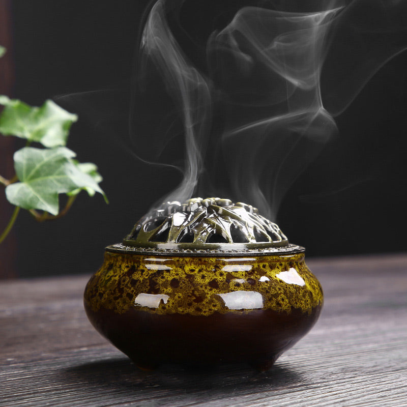 Buddha Stones柄 陶器 祝福 瞑想 香炉 装飾