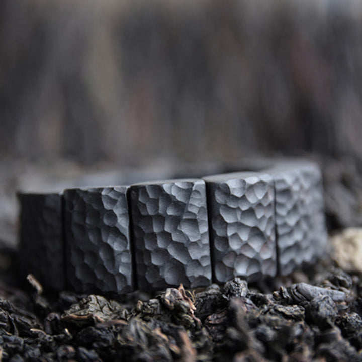 Buddha Stonesヴィンテージ黒檀木目テクスチャ平和カップルブレスレット