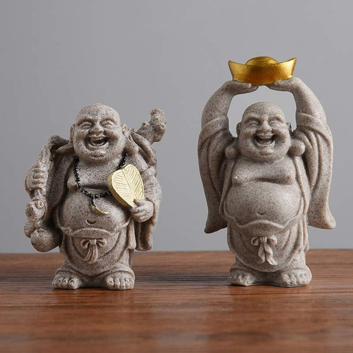 Buddha Stones笑う仏 樹脂像 祝福 室内装飾 - image 1