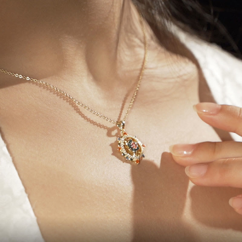 Buddha Stones925スターリングシルバー 蓮の花 カラフルジルコン 新たな始まりのネックレスペンダント