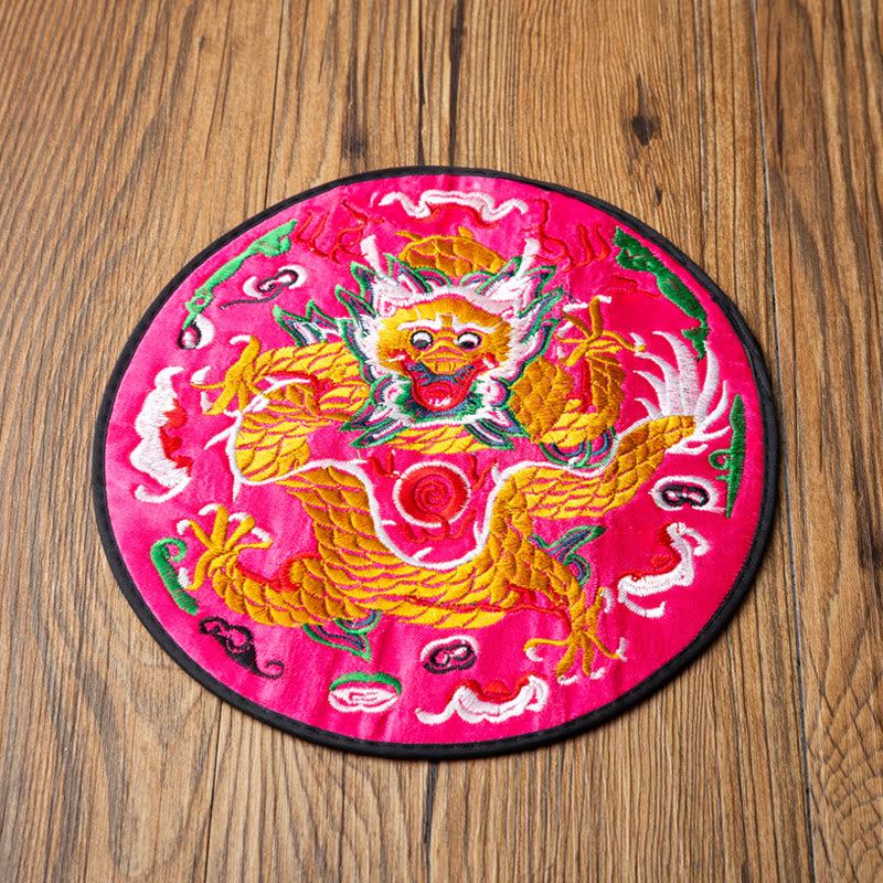Buddha Stones龍刺繍カップマットパッドティーカップコースターカンフーティーマット