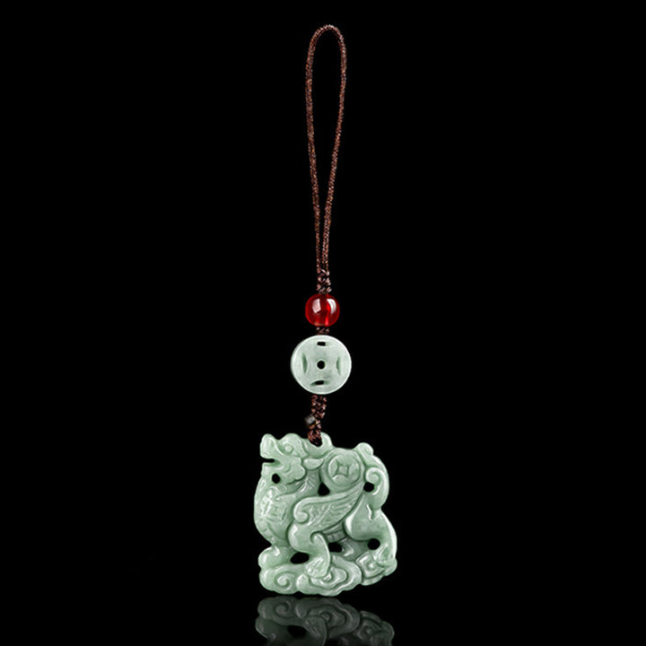 Buddha Stones天然翡翠 麒麟 繁栄の電話掛け飾り