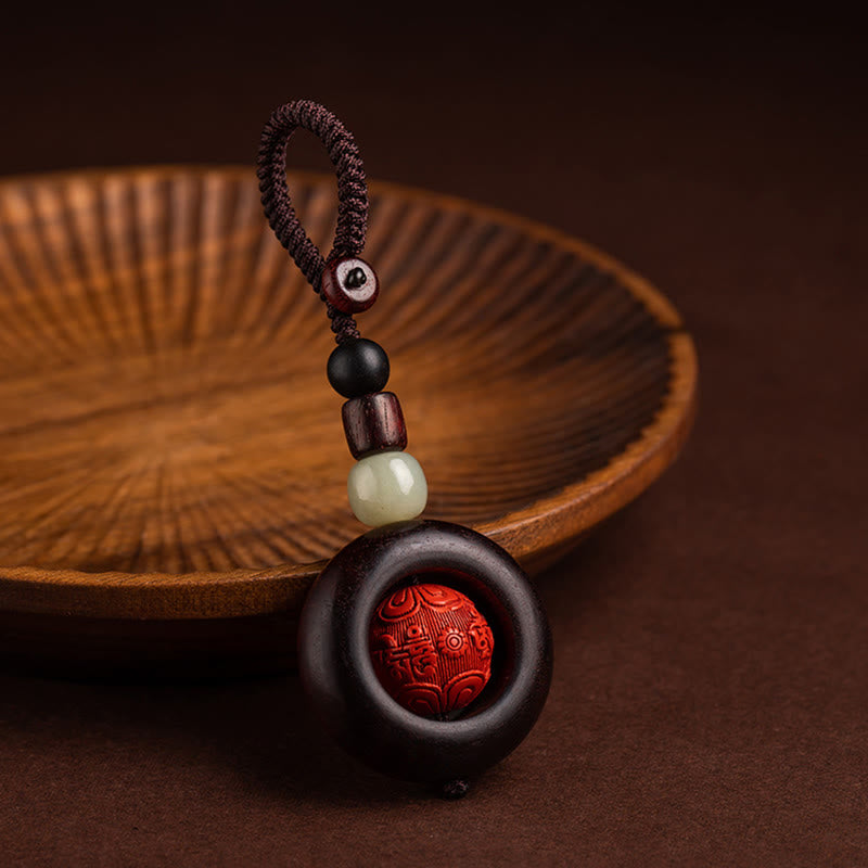 チベットのBuddha Stones、Om Mani Padme Hum、貔貅（ピクシウ）銅貨、小葉、紅檀、辰砂、守護キーチェーン
