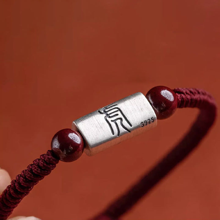 Buddha Stones925スターリングシルバー 12星座 辰砂 ストリングブレスレット
