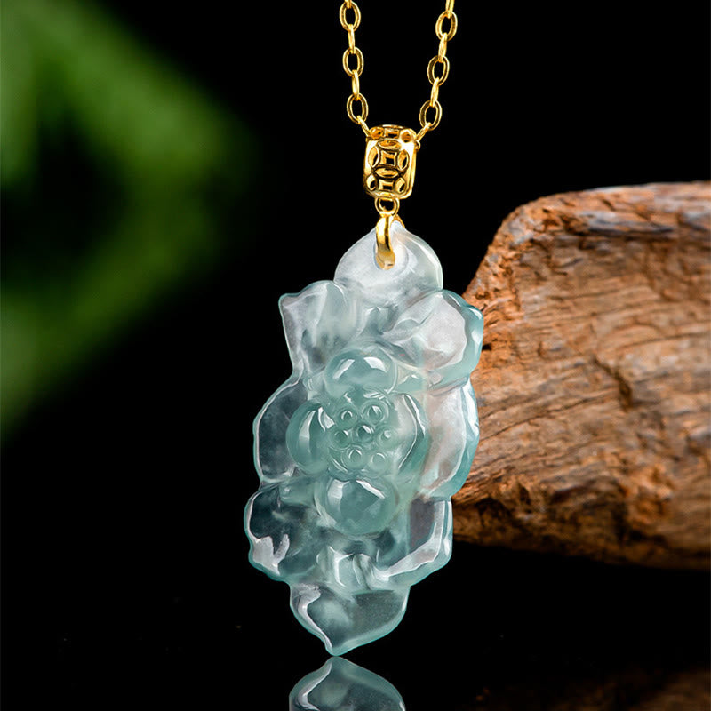 Buddha Stones18Kゴールド 天然翡翠 蓮模様 繁栄のネックレスペンダント - image 2