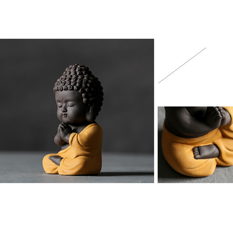 Buddha Stones小さな仏像 セレニティ 紫粘土 ホームデスクデコレーション