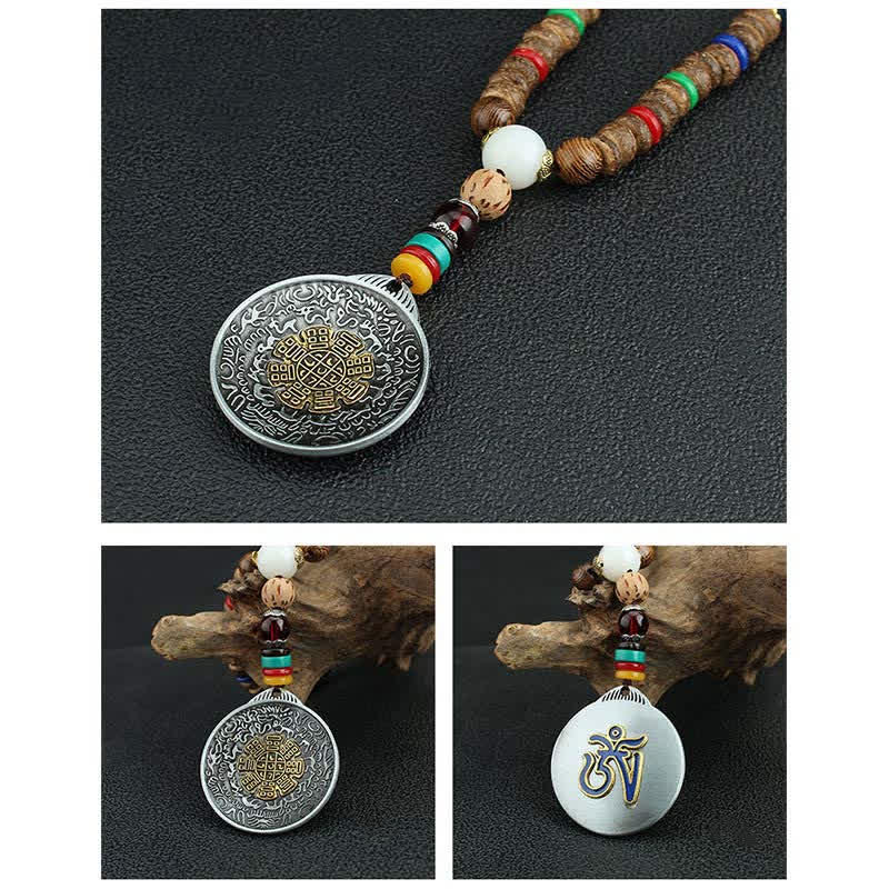 Buddha Stonesチベットオーム・マニ・パドメ・フム祈祷ホイール回転 金剛杵 木製ネックレス ペンダント - image 26