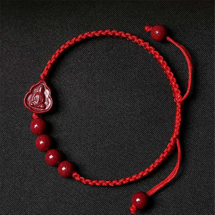 Buddha Stones笑う仏陀観音菩薩辰砂祝福ストリング ブレスレット