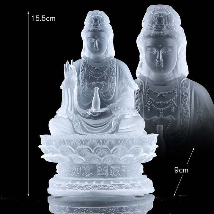 Buddha Stones観音菩薩 手作り置物 琉璃クリスタルアート作品 富の像 家へのお供え物 装飾