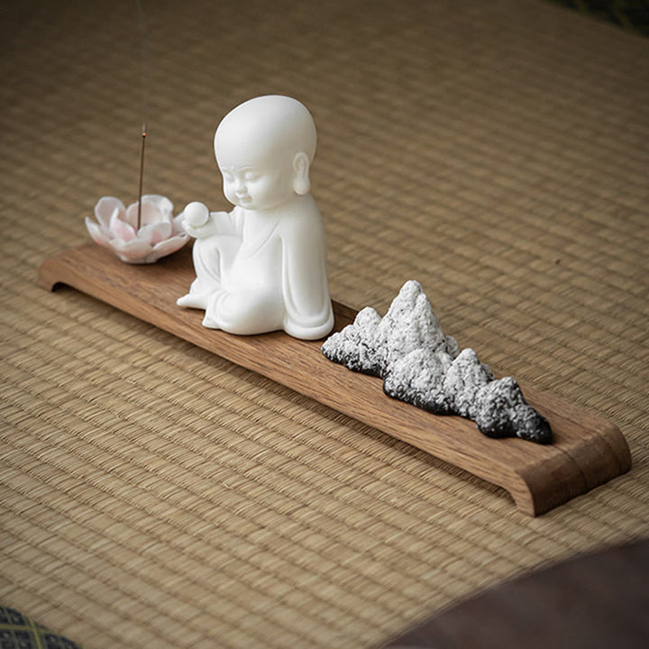 Buddha Stones蓮の花 如来 観音 観音 地蔵菩薩 瞑想 陶器 スティック 香炉 装飾