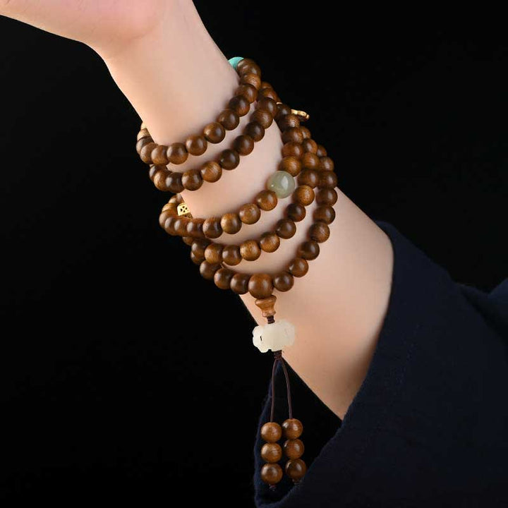 Buddha Stonesチベットローズウッド 保護 静寂 ブレスレットMala