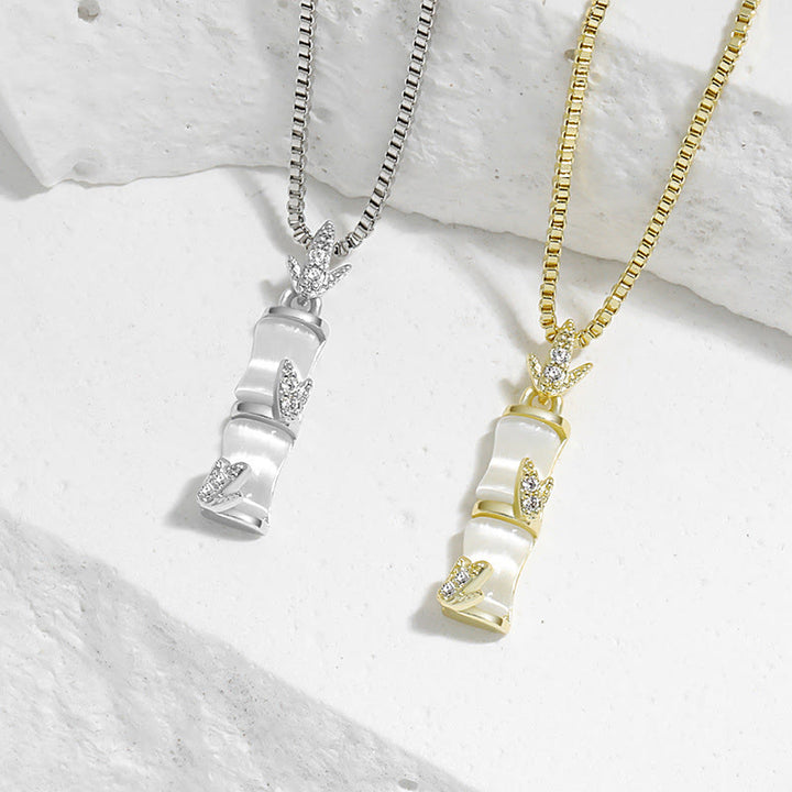 Buddha Stonesカルセドニー竹模様ハーモニーネックレスペンダント