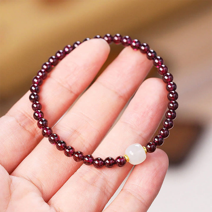 Buddha Stones天然ガーネット翡翠ビーズ浄化ブレスレット