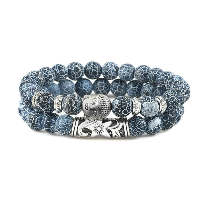 Buddha Stones2個入り 天然水晶瑪瑙 仏陀守護ブレスレット